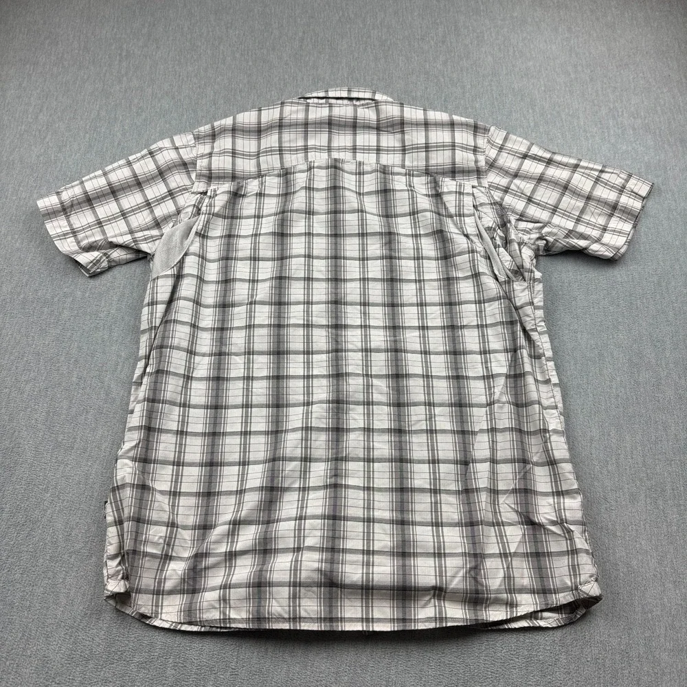 The North Face Shirt Mens Large Gray Plaid Tekware Short Sleeve Nylon Button Top